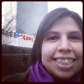 Vanessa C. Marcano, an up and coming professional, in front of the United Nations headquarters in New York -- March 2014